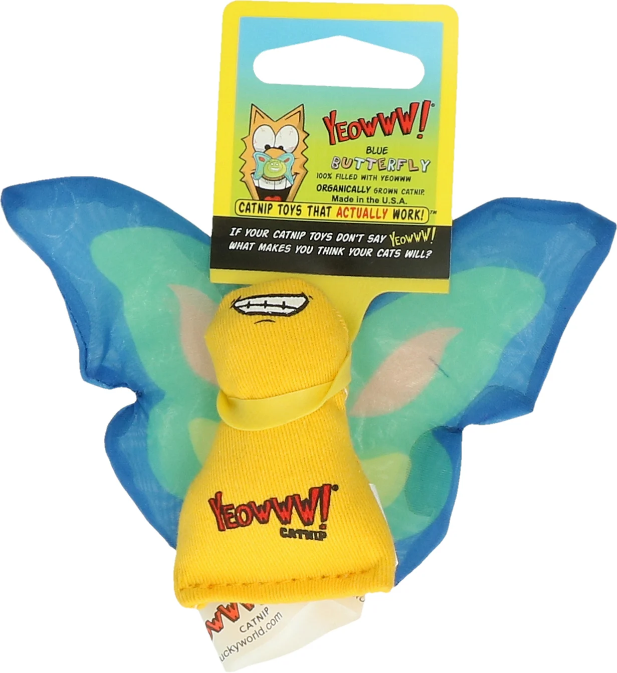 Kattenspeelvlinder met Kattenkruid en Knispervleugels, 13 x 6 cm, Blauw – Yeowww! Butterfly - Afbeelding 2