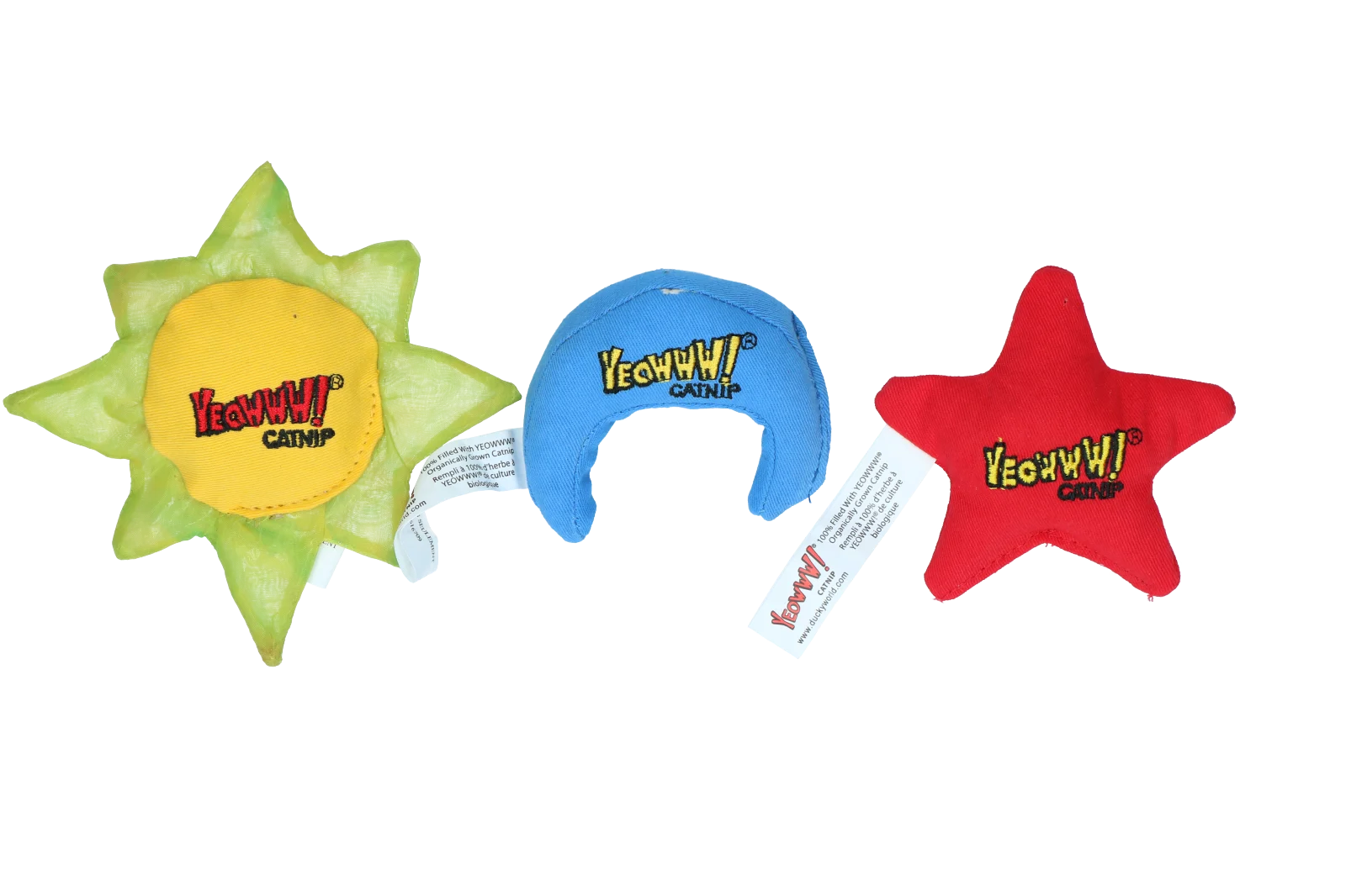 YEOW0342.png Kattenspeelgoed Zon, Maan en Sterren met Catnip, 3 Stuks van ca. 8 tot 10 cm – Yeowww! Sun Moon and Stars - Afbeelding 1