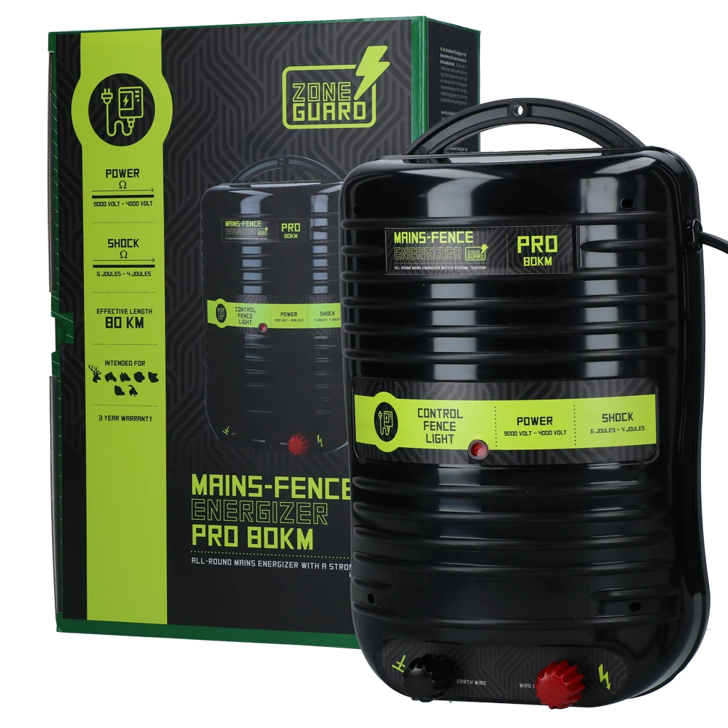 Schrikdraadapparaat op Netstroom – ZoneGuard Energizer Pro 80 km - Afbeelding 1