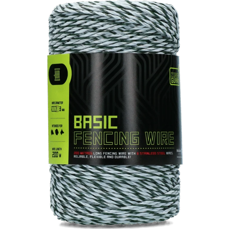 Schrikdraad 3 mm, Wit met Donkergroen, 200 m – ZoneGuard Basic