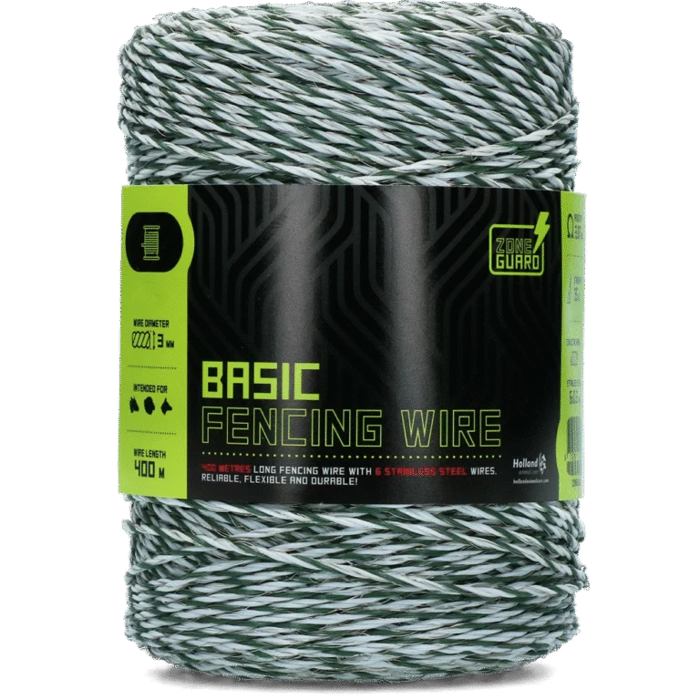 Schrikdraad 3 mm, Wit met Donkergroen, 400 m – ZoneGuard Basic