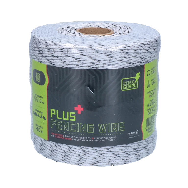 Schrikdraad 3 mm, Wit met Zwart, 400 m – ZoneGuard Plus