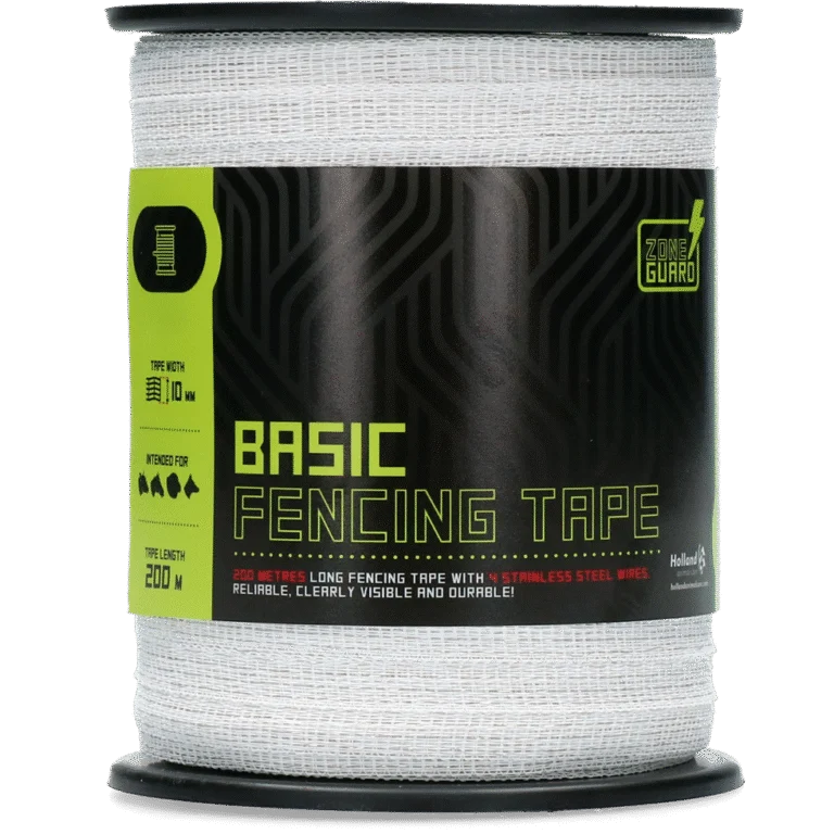 Schriklint 10 mm Wit met 4 RVS Draden, 200 m – ZoneGuard Basic