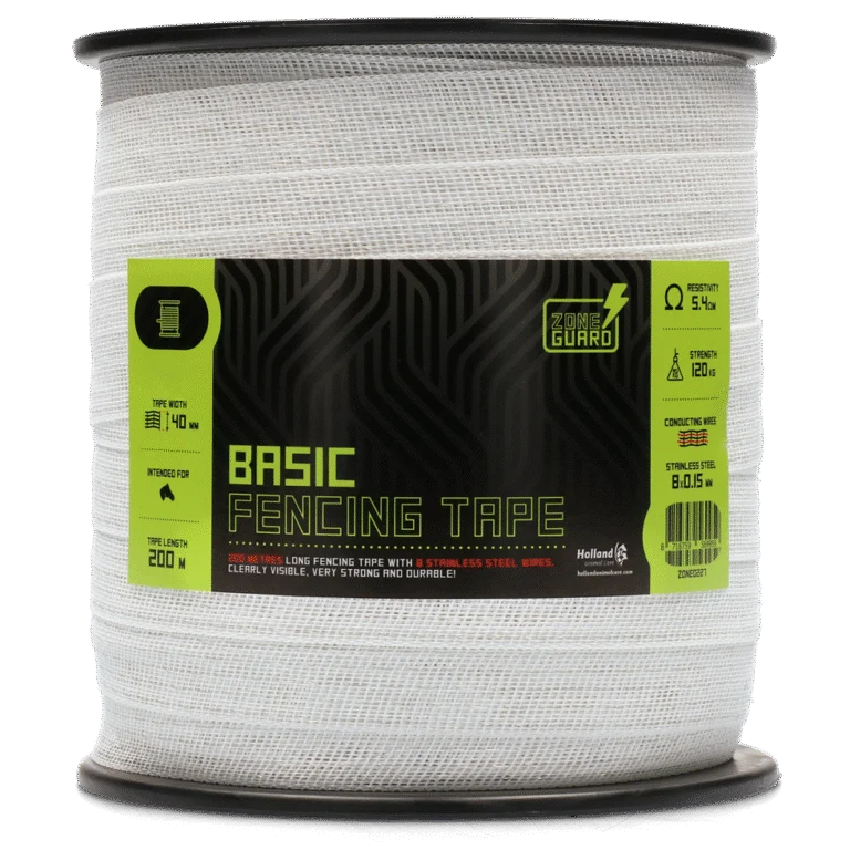 Schriklint 40 mm Wit met 8 RVS Draden, 200 m – ZoneGuard Basic