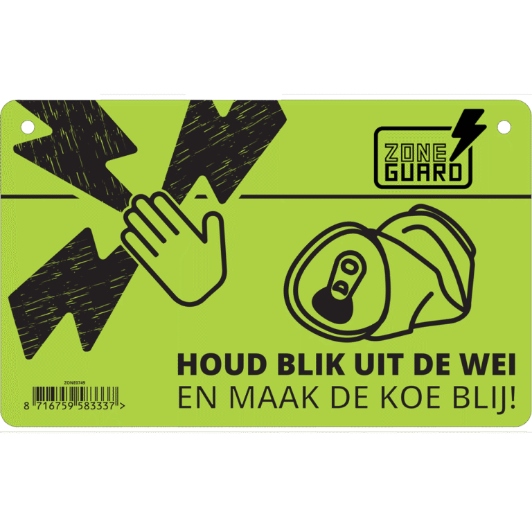 Waarschuwingsbord voor Schrikdraad en Blikverbod, 19,5 x 12 cm – ZoneGuard