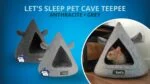 Kattentipi van Vilt met Kussen, 50 x 45 cm, Grijs – Let's Sleep Pet Cave TeePee - Afbeelding 5